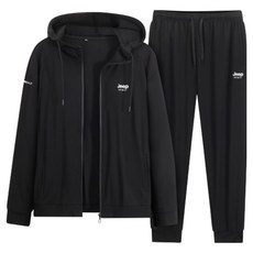 Jeep Spirit 男女通用刷毛連帽拉鍊外套 + 長褲套裝