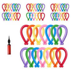 피앤비유니티 요술풍선 50p + 펌프 세트, 스탠다드 혼합7색, 1세트