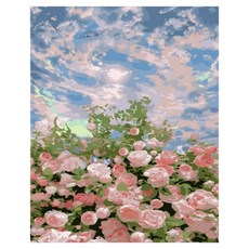 daysoy 感性室內裝飾 DIY 數字油畫 畫布畫 2 玫瑰1 30 x 40 cm, 1個, 混色