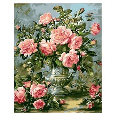 daysoy 氣氛裝飾 DIY 數字油畫帆布畫 3 玫瑰花束 30 x 40 cm, 1個, 混合色