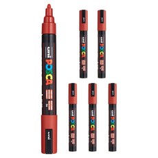 유니 포스카 굵은 글씨용 PC-5M 루비 레드, 6개, 1색