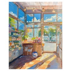 daysoy DIY 感性風景油畫組 4 陽光商店風景 30 x 40 cm, 1個, 混合色