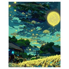 daysoy DIY 感性風景 油畫繪圖組 9 滿月風景 30 x 40 cm, 1個, 混合色