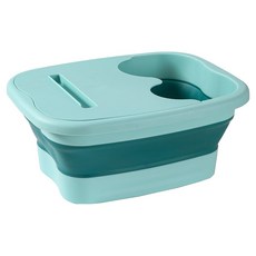 平成 縫隙收納 可折疊附蓋 底部指壓 泡腳桶 大型, 1個, 綠色