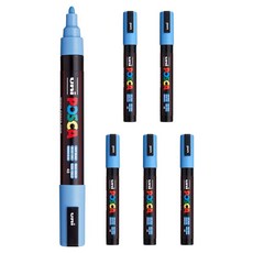 유니 포스카 굵은 글씨용 PC-5M 스카이 블루, 6개, 1색