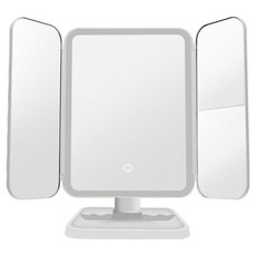 LED智能觸控化妝鏡/可收納桌面梳妝鏡/貝殼鏡 3色光, 白色