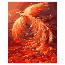 daysoy 質感居家裝飾 DIY 數字油畫 畫布圖 1 不死鳥 30 x 40 cm, 1個, 混合色