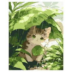 daysoy 氛圍感家飾 DIY數字油畫 帆布畫 15 森林裡的貓 30 x 40 cm, 1個, 混合色