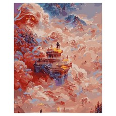 daysoy Mood Interior DIY數字油畫帆布畫 11 雲中之星 30*40cm, 1個, 混合色