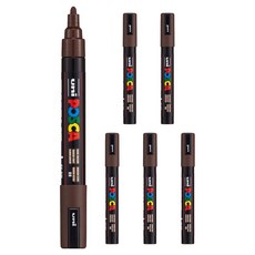 유니 포스카 굵은 글씨용 PC-5M 다크 브라운, 6개, 1색
