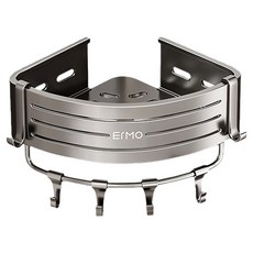 好拾選物 免打孔浴室雙層收納架/三角壁掛式/浴室雙層置物架 附掛勾, 1個, 銀色