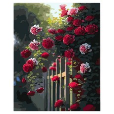 daysoy 質感居家裝飾 DIY 數字油畫 帆布畫 14 玫瑰花園風景 30 x 40 cm, 1個, 混色