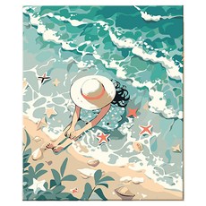 daysoy DIY 油畫 DIY 名畫繪圖組 6 號海邊少女們 30 x 40 cm, 1個, 混合色