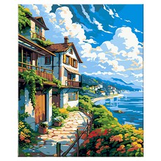 daysoy DIY 油畫 DIY 名畫繪製套組 12 別墅 30 x 40 cm, 1個, 混合顏色