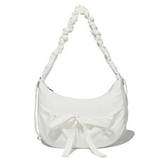 COVERNOT WOMAN 女款幸運草愛心抓皺中號尼龍流浪包, 白色