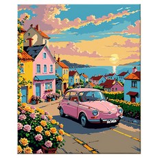 daysoy DIY 油畫 DIY 名畫繪製套組 14 轎車 30 x 40 cm, 1個, 混合色