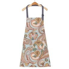 Hesei 民族風繞頸帆布防水廚房圍裙, 1個, 普特里斯藍