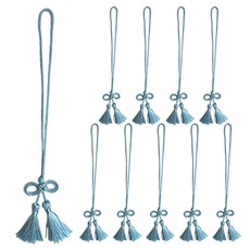 BEST PACK 蝴蝶結掛環繩結流蘇, 10個, 天空藍