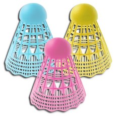 搏仕卡 羽毛球LED夜光尼龍羽毛球 3件組, 1套, 藍色, 黃色, 粉紅色