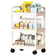 로이가장무난한회전형더블 손수레 선반 트롤리 30 x 20 x 60 cm, 흰색, 3단