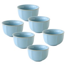 JUST HOME 汝瓷南瓜造型陶瓷茶杯 5801-13B, 6個, 藍色