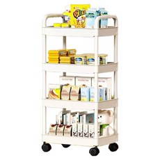 Roy 最基本款旋轉雙層手推車層架推車 30 x 20 x 80 cm, 4層, 白色