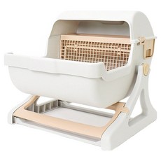 PetHouse 寵趣屋 開放式過濾網貓砂盆 可傾斜易清洗, 米白色, 1個