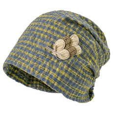 Bareunliving 格子蝴蝶頭巾廚房帽 DK-02, 1個, 黃色