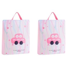 Laundry Saso 手提宿舍卡通圖案衣物分類洗衣袋, 2個, 粉紅色