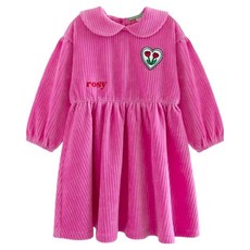 I LOVE J 女童撞色領絲絨連身裙