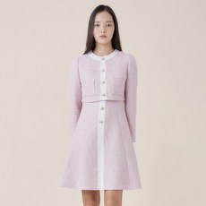 kenneth lady 女款 Rosier 線條配色 A字洋裝, 麻花粉紅