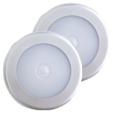 6LED 무선 센서등, 2개, 실버 + 웜옐로우