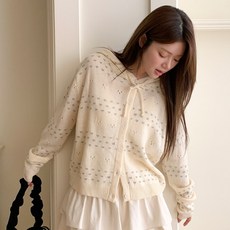 CHICBLACK 女性Vylon衝孔愛心連帽羊毛針織開襟衫 cpcd3589k58