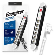 Energizer 勁量 電腦防突波 過載斷電 扁平插頭 一體式開關 高容量 4000W 6孔延長線 GBKDS04, 白色, 1個, 2m