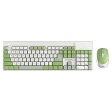 맥스틸 저소음 3색 키캡 풀배열 사무용 무선키보드 + 마우스 + 키스킨 세트, GM-MK909 Triple Edition, Milk Green, 일반형