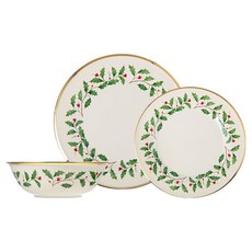 Lenox 雷諾克斯 Holiday 餐具3件組, 1套, 主餐盤 + 沙拉盤 + 碗, Holiday 多色