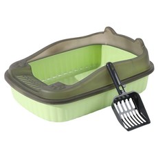 貓耳半封閉式貓砂盆, 1個, 酪梨綠