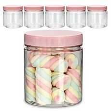 미르코리아 팜스 원형 입구넓은 투명 플라스틱 밀폐용기 핑크, 6개, 400ml