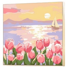 daysoy DIY 迷你風景油畫組 30 x 30 cm, 1套, 3 夕陽鬱金香海