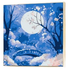 데이소이 DIY 미니풍경 유화 그리기 세트 20 x 20 cm, 5 달빛 가득한 벚꽃길, 1세트