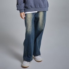 JCB 青少年用斜線剪裁寬版丹寧褲