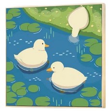 데이소이 DIY 미니풍경 유화 그리기 세트 30 x 30 cm, 6 연못 위의 오리들, 1세트