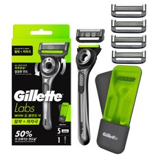 gillettelabs 深層清潔刮鬍刀組, 刮鬍刀 + 刀片5入 + 旅行盒, 1套