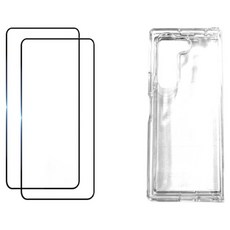 Mobilnjoy 全覆蓋鋼化玻璃螢幕保護貼 2入 + Clear Fit 透明手機殼套組, 1套