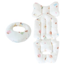 bebenuvo 四季雙面推車坐墊 + 護頸枕套組, 1套, 萌萌犬