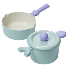 BetterFinger 電磁爐IH鍋 2件組, Bef Mint, 1套, 迷你炒鍋 18cm + 雙耳湯鍋 18cm