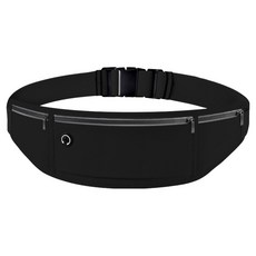 運動跑步馬拉松耳機孔收納腰包 BRP1466, 1個, 黑色