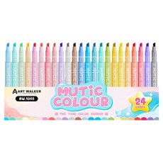 ART WALKER 東亞PMS 雙頭彩色螢光筆 24色, 1個, 混合色