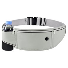 運動 跑步 馬拉松 耳機孔 水瓶收納 腰包 BRP1466, 灰色, 1個