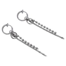 銀珠雙線鍊式耳夾 2入